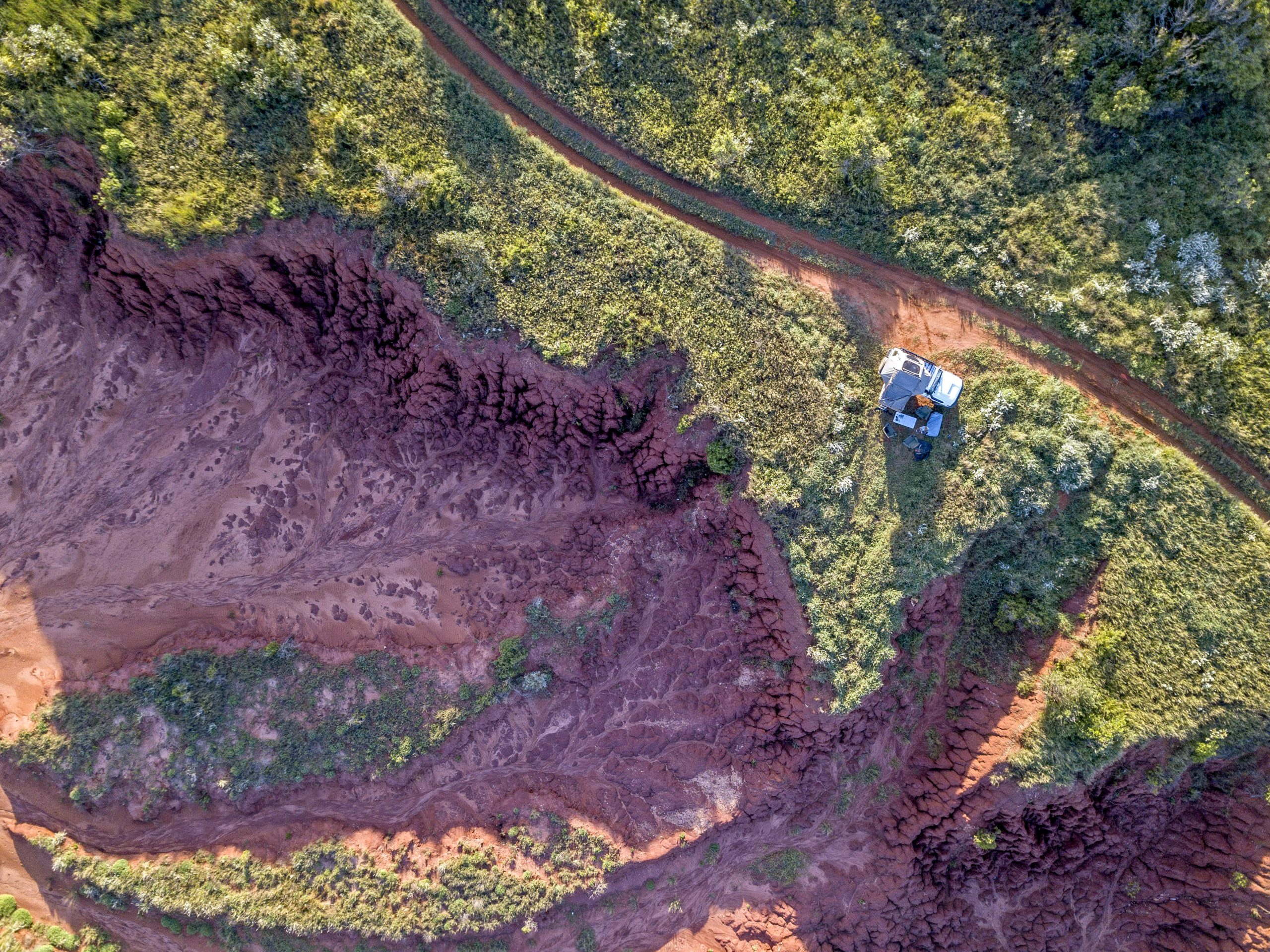 zdjęcie z drona, widok na czerwone orchy i wysokie klify