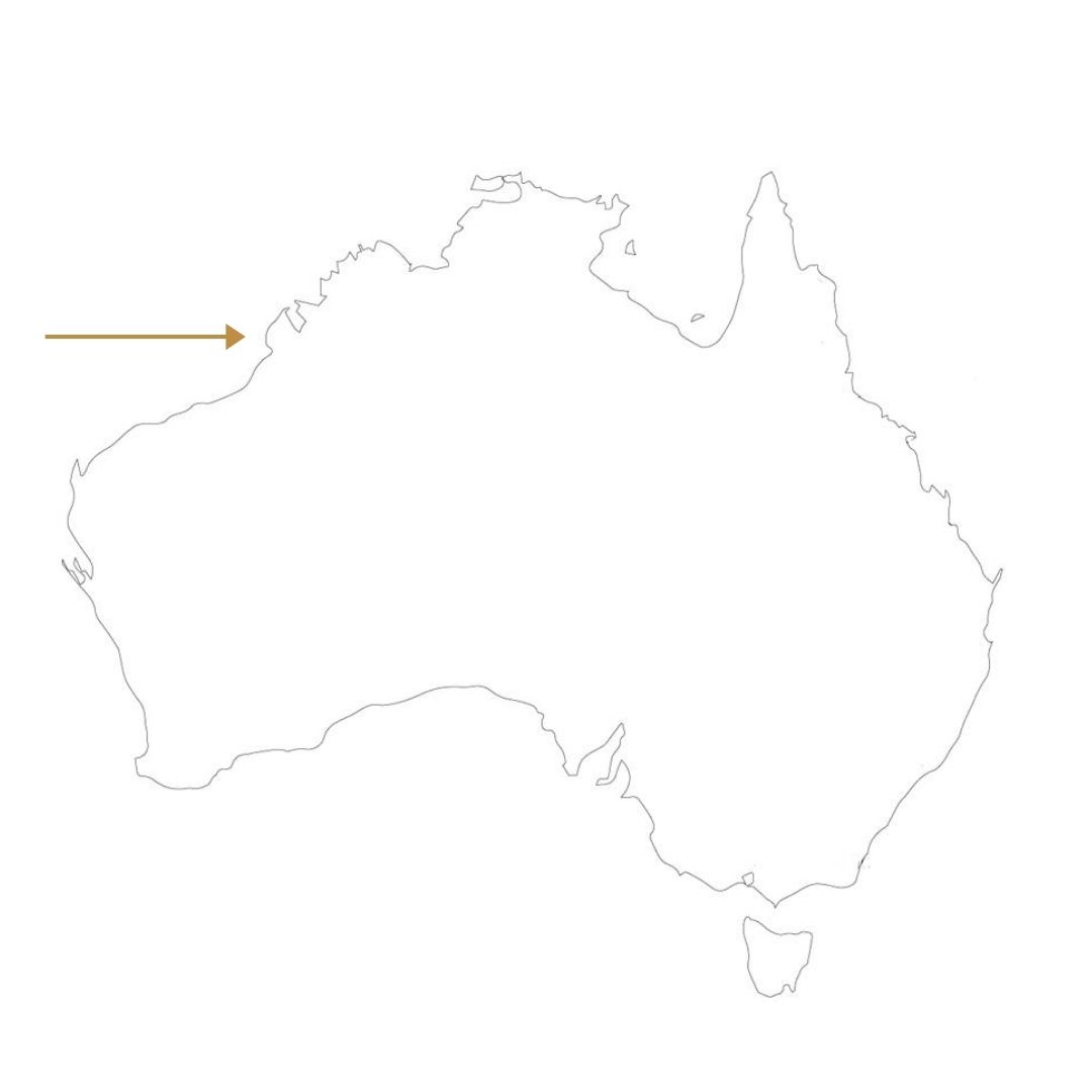rycina mapy ze strzałka wskazjącą na lokalizacje Broome